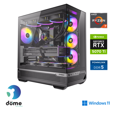 ANNI Stolno računalo Gamer Elite / AMD Ryzen 7 7800X3D, 64GB, 2TB SSD, NVIDIA GeForce RTX 5070 Ti, Windows 11 Home