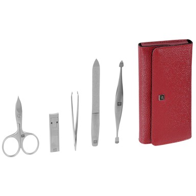 ZWILLING Set za manikuru/pedikuru Twinox Asian Competence Neat's kožna torbica, crvena, 5 pc.