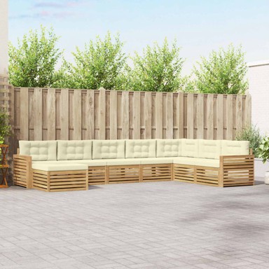 Set vanjskih sofa, 8 kom, masivno drvo akacije, bijela i krem