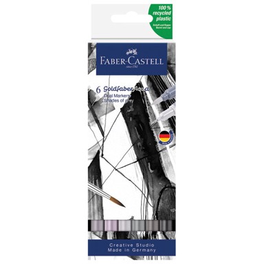 FABER-CASTELL Marker 164522, obostrani akvarel Goldfaber Shades of Grey, 6 boja, sivi tonovi, blister pakiranje