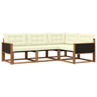 Set vanjskih sofa s jastukom 4 kom, prirodna i krem