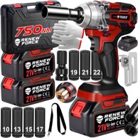 DEXXER Udarni odvijač Set 21V bežični bez četkica 750 Nm, 2x4Ah, LED kućište