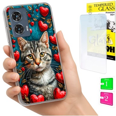 Maskica za Motorola Edge 50 Fusion, s foto tiskom, sa zaštitnim staklom 9H