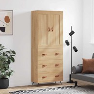 Visoka komoda hrasta sonome 69 5x34x180cm od konstruiranog drva , ladice