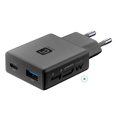 CELLULARLINE Kućni punjač GAN+ Slim Dual, USB-C/USB-A, 45W