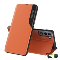 Side Clear View Standing Cover za Samsung Galaxy S24 Ultra Narančasti