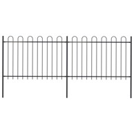 Vrtna ograda s ukrasnim lukovima čelična 3,4 x 1,2 m crna