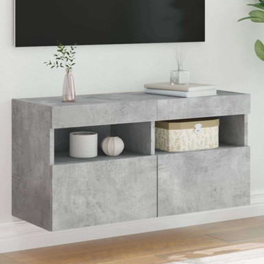 TV ormarić, 80 x 30 x 40 cm, s LED svjetlima, beton sivi