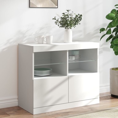 Komoda s LED svjetlima bijela 81x37x67 cm