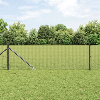 Zavarena žičana ograda s 7 sidrenih postova 0.6x10 m čelik, siva
