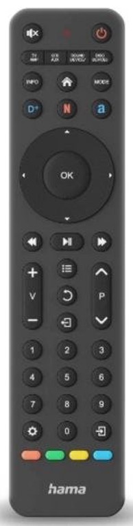 HAMA Daljinski upravljač za TV, univerzalni 8-u-1, crni