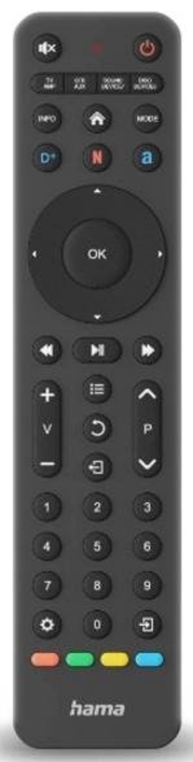 HAMA Daljinski upravljač za TV, univerzalni 8-u-1, crni