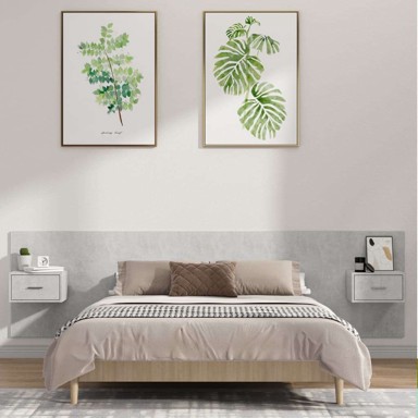 Uzglavlje za krevet s ormarićima, konstruirano drvo, siva