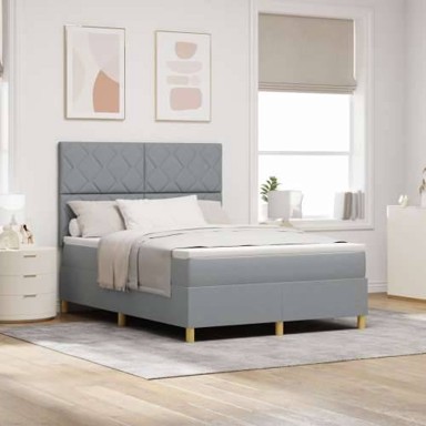 Box Spring krevet s madracem, svjetlosivi, 140x190 cm