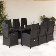 9-dijelni vrtni set poli-ratan, crni