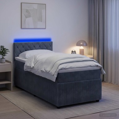 Boxspring krevet s madracem 80 x 200 cm od baršuna, tamnosivi