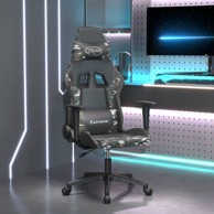 Gaming stolica s osloncem za noge crno-maskirna od umjetne kože