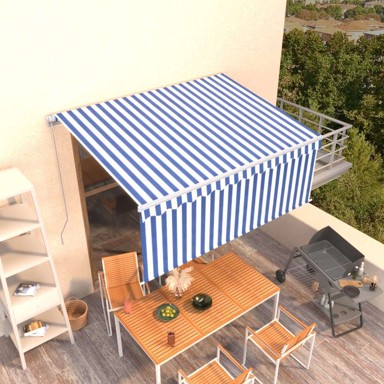 Tenda na ručno uvlačenje s roletom, 3,5 x 2,5 m, plava i bijela