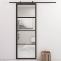Klizna vrata od aluminija i ESG stakla 76 x 205 cm crna