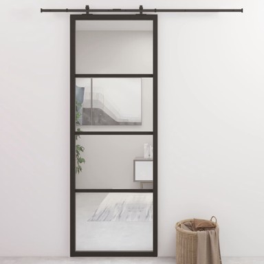 Klizna vrata od aluminija i ESG stakla 76 x 205 cm crna
