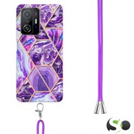 Silikonska maskica sa vezicom za Xiaomi 11T/11T Pro Marble Ljubičasta