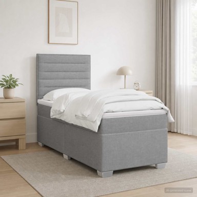 Boxspring krevet s madracem 180 x 200 cm, tkanina, svjetlosivi