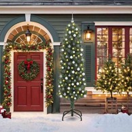 Božićno drvce umjetno usko zelena 55 x 55 x 210 cm plastika i metal