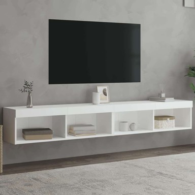 TV ormarić, 100 x 30 x 30 cm, s LED svjetlima, bijela