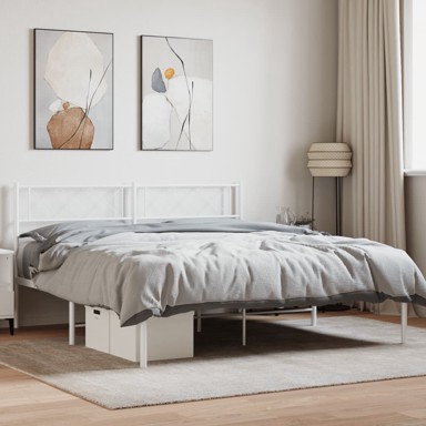 Metalni okvir za krevet s uzglavljem bijeli 135x190 cm