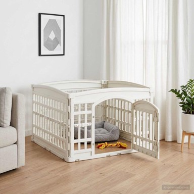 Ogradica za pse s 4 panela bez baze, 88 × 88 × 56 cm, plastična, bijela