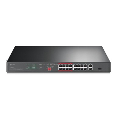 TP-LINK Mrežni preklopnik, 16 x Fast Ethernet PoE+ + 2 x Gigabit + 1 x SFP, neupravljani, rack 1U, crni