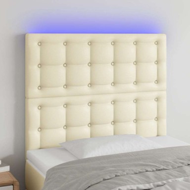 LED uzglavlje 90 x 5 x 118/128 cm od umjetne kože, krem