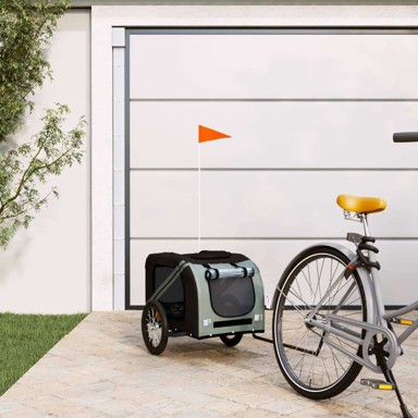 Prikolica za bicikl za ljubimce 125x63x66 cm, crno-siva