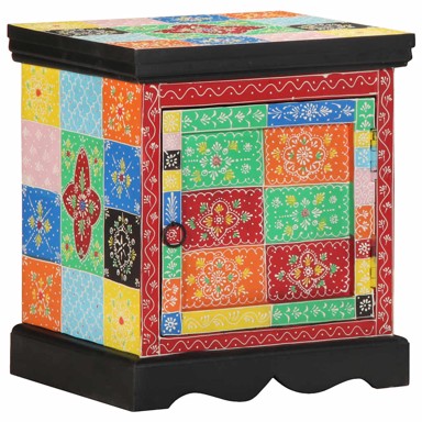 Noćni ormarić 40 x 35 x 45 cm, višebojni, masivno mango drvo