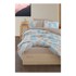 MILA HOME Posteljina Magnolia 200x220 cm za bračni/produženi krevet s uključenom plahtom 4-dijelna plava/smeđa