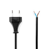 NEDIS Kabel za napajanje euro man otvoreni ravni poniklani 3,00 m plosnati PVC crni etiketni