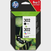 HP Tinta 302, 2 pakiranja, original, crna/troboja