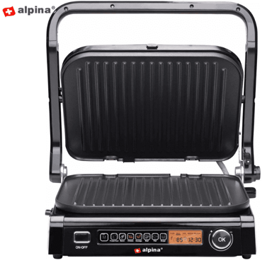ALPINA Kontaktni roštilj, premaz protiv lijepljenja, 2100 W, crna, srebrna