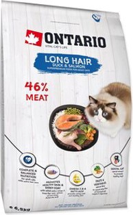 ONTARIO Hrana za mačke Cat Adult Longhair 6,5 kg, pačetina i losos