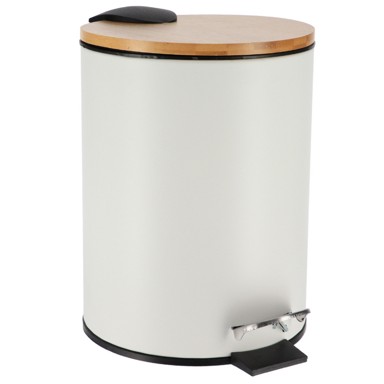TENDANCE SAS metalna/bambus kanta za smeće na pedalu 25 l SOFT CLOSE BIJELA
