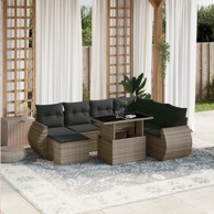 8-dijelni set vrtnih sofa od poliratana s jastucima sivi