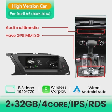 Auto radio uređaj za Audi A5 2009, 2016, MMI 3G, 2GB, 32GB