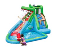 HAPPY HOP Veliki vodeni tobogan Krokodil s bazenom, zeleno-plavi