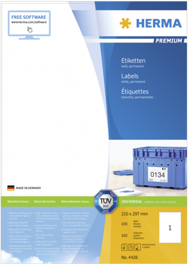 HERMA Etikete Premium 210x297 mm A4 100 listova 4428