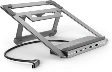 HAMA USB-C čvorište, 12 u 1, s držačem za laptop, 4 x USB-A, 2 x HDMI, 3 x USB-C, DP, LAN, 3.5 mm