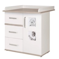 ROBA Bijela visoka dječja komoda u dekoru brijesta s promjenjivim stolom 94x102 cm Moritz 