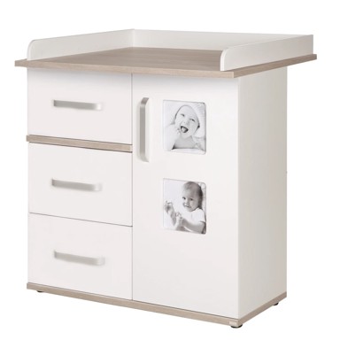 ROBA Bijela visoka dječja komoda u dekoru brijesta s promjenjivim stolom 94x102 cm Moritz 