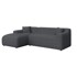 ROPEZ Tamno siva kutna garnitura od samta (s lijevim kutom/s ležaljkom) Martin, 256x160x76 cm