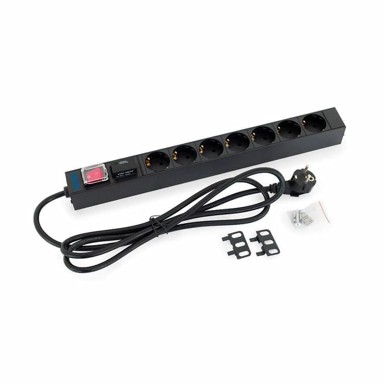 TRITON Razvodnik 7x220V, ALU, zaštita od preopterećenja i prekidačem, crna