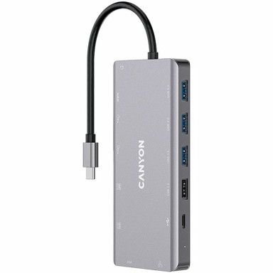 CANYON USB hub C 13 in 1, 2*HDMI, 15 cm cable